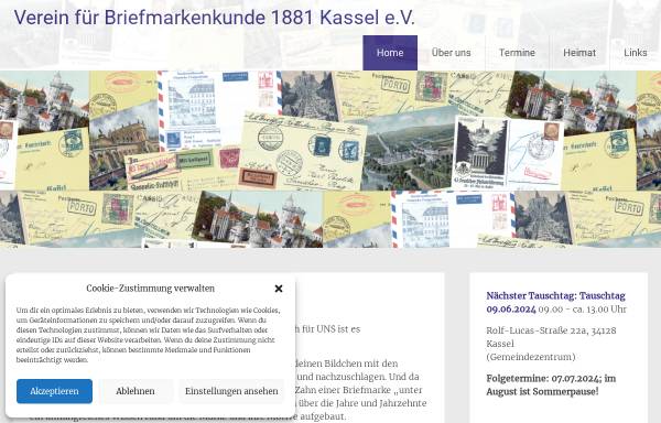 Vorschau von www.briefmarkenverein1881-kassel.de, Verein für Briefmarkenkunde 1881 Kassel e. V.