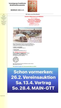 Vorschau der mobilen Webseite www.moenus1911.de, Vereinigung Frankfurter Briefmarkensammler Moenus 1911 e.V.