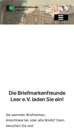 Vorschau der mobilen Webseite www.briefmarkenfreunde-leer.de, Briefmarkenfreunde Leer