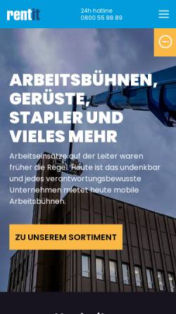 Vorschau der mobilen Webseite www.rentitag.ch, Rent-it AG