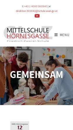 Vorschau der mobilen Webseite www.mittelschule.at, Mittelschule Hörnesgasse
