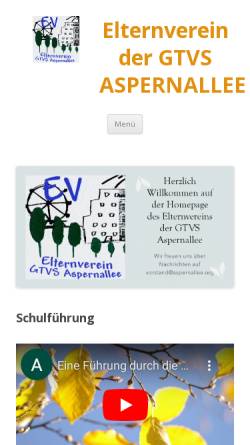 Vorschau der mobilen Webseite www.aspernallee.org, Elternverein der Ganztagsvolksschule Aspernallee
