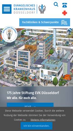 Vorschau der mobilen Webseite www.evk-duesseldorf.de, Evangelisches Krankenhaus (EVK)