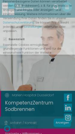 Vorschau der mobilen Webseite www.sodbrennen-duesseldorf.de, Kompetenzzenrum Sodbrennen
