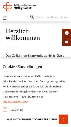 Vorschau der mobilen Webseite www.hgk-koeln.de, Heilig Geist-Krankenhaus Köln-Longerich