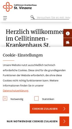Vorschau der mobilen Webseite www.vinzenz-hospital.de, St. Vinzenz-Hospital GmbH