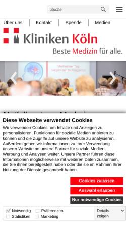 Vorschau der mobilen Webseite www.kliniken-koeln.de, Hernienzentrum Köln-Merheim (hzm)