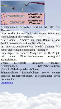 Vorschau der mobilen Webseite www.thanner.de, Thanner