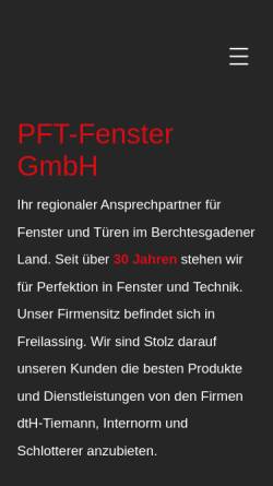 Vorschau der mobilen Webseite www.pft-fenster.de, PFT Internorm