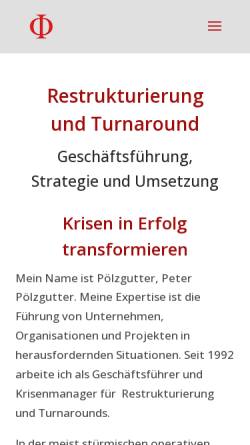 Vorschau der mobilen Webseite poelzgutter.de, Peter Pölzgutter Unternehmensberatung