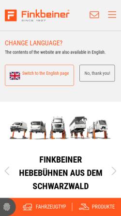 Vorschau der mobilen Webseite www.finkbeiner-lifts.com, Walter Finkbeiner GmbH