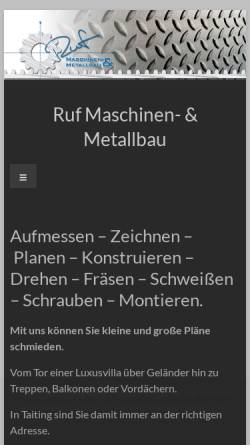 Vorschau der mobilen Webseite www.ruf-metallbau.de, Maschinen- und Metallbau Ruf