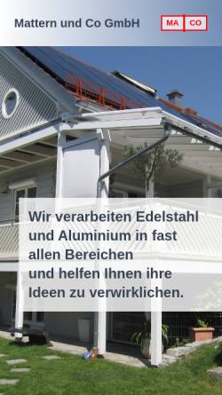 Vorschau der mobilen Webseite www.mattern-augsburg.de, Mattern & Co - Aluminium und Edelstahl