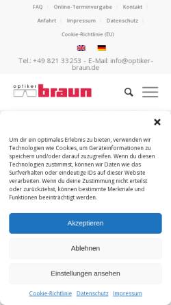 Vorschau der mobilen Webseite optiker-braun.de, Optiker Braun