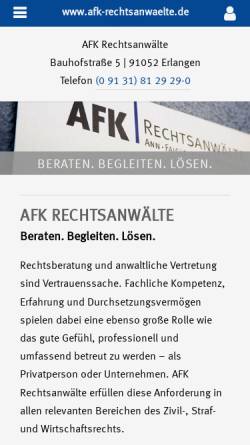 Vorschau der mobilen Webseite www.afk-rechtsanwaelte.de, AFK Rechtsanwälte