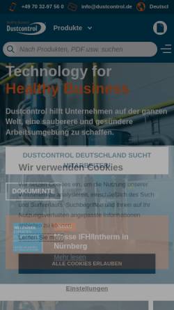 Vorschau der mobilen Webseite www.dustcontrol.de, Dustcontrol GmbH