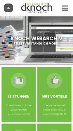 Vorschau der mobilen Webseite www.knoch-archiv.de, Knoch Archivierung