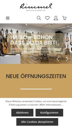 Vorschau der mobilen Webseite musik-rimmel.de, Musik Rimmel