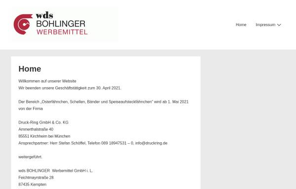 Vorschau von bohlinger.de, wds Druck Bohlinger GmbH