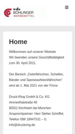 Vorschau der mobilen Webseite bohlinger.de, wds Druck Bohlinger GmbH