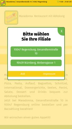 Vorschau der mobilen Webseite www.pizza-maradonna.de, Pizza-Maradonna