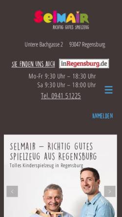 Vorschau der mobilen Webseite www.selmair.de, Spielzeug Selmair
