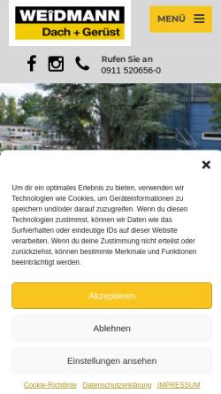 Vorschau der mobilen Webseite weidmann-gmbh.de, Dach und Gerüst Weidmann GmbH