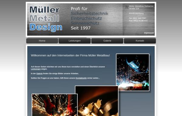 Vorschau von www.muellermetalldesign.de, Metallbau Schlosserei Müller