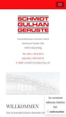 Vorschau der mobilen Webseite www.schmidtgulhan.de, SchmidtGulhan Gerüste GmbH