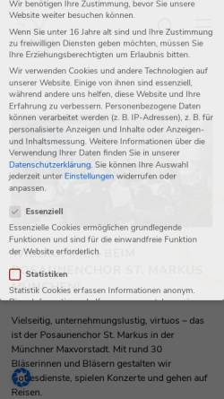 Vorschau der mobilen Webseite www.posaunenchor-stmarkus.de, Posaunenchor St. Markus
