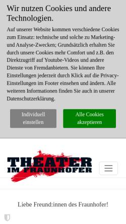 Vorschau der mobilen Webseite www.fraunhofertheater.de, Fraunhofer