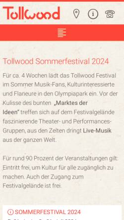 Vorschau der mobilen Webseite www.tollwood.de, Tollwood