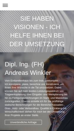 Vorschau der mobilen Webseite www.ing-buero-winkler.de, Konstruktionsbüro Hoffmann & Winkler