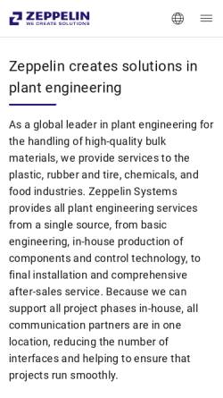Vorschau der mobilen Webseite www.zeppelin-systems.com, Zeppelin Silos & Systems GmbH