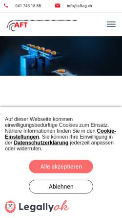 Vorschau der mobilen Webseite www.aftag.ch, AFT Adv. Feeding Technologies AG