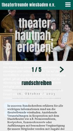 Vorschau der mobilen Webseite www.theaterfreunde-wiesbaden.de, Gesellschaft der Freunde des Hessischen Staatstheaters Wiesbaden e.V.