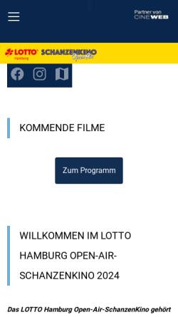 Vorschau der mobilen Webseite schanzenkino.de, Outdoor Cine Vorführungen