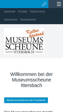 Vorschau der mobilen Webseite www.museumsscheune.de, Museumsscheune Ittersbach