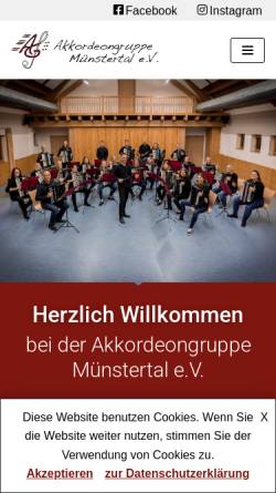 Vorschau der mobilen Webseite www.akkordeongruppe-muenstertal.de, Akkordeongruppe Münstertal e.V.