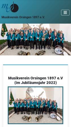Vorschau der mobilen Webseite www.musikverein-orsingen.de, Musikverein Orsingen 1897 e.V.