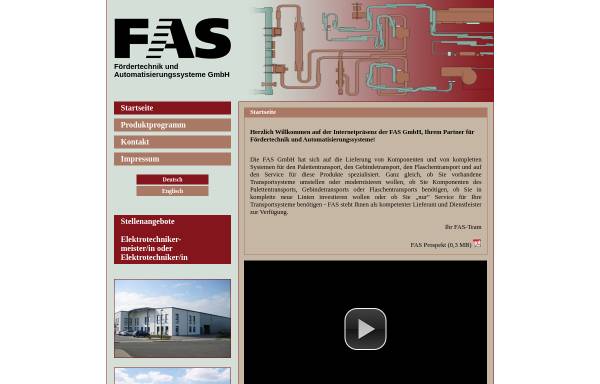 Vorschau von www.fas-gmbh.de, FAS Fördertechnik und Automatisierungssysteme GmbH