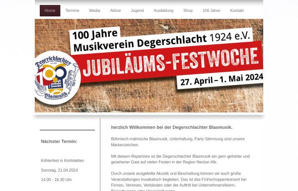 Vorschau von www.degerschlachter-blasmusik.de, Musikverein Degerschlachter Blasmusik