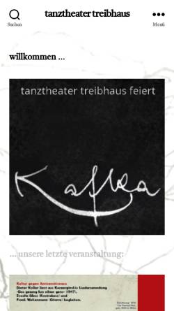 Vorschau der mobilen Webseite www.tanztheater-treibhaus.de, Tanztheaters Treibhaus