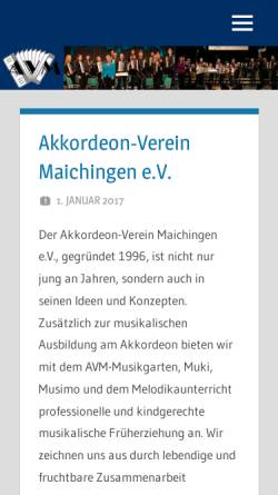 Vorschau der mobilen Webseite www.akkordeon-verein.de, Akkordeon-Verein Maichingen