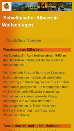 Vorschau der mobilen Webseite www.sav-wolfschlugen.de, Schwäbischer Albverein Wolfschlugen