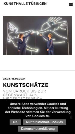 Vorschau der mobilen Webseite kunsthalle-tuebingen.de, Kunsthalle Tübingen
