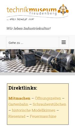 Vorschau der mobilen Webseite www.technikmuseum-freudenberg.de, Technikmuseum Freudenberg