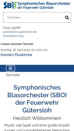 Vorschau der mobilen Webseite www.sbo-guetersloh.de, Symphonisches Blasorchester