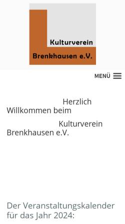Vorschau der mobilen Webseite www.kulturverein-brenkhausen.de, Kulturverein Brenkhausen e.V.