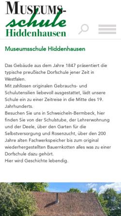 Vorschau der mobilen Webseite www.museumsschule.de, Museumsschule Hiddenhausen e.V.